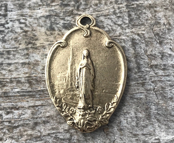 Load image into Gallery viewer, Mary Medal, Virgin Mary, Gold Religious Jewelry Making Charm Pendant, Blessed Mother, Catholic Necklace, Catholic Jewelry, GL-6058
