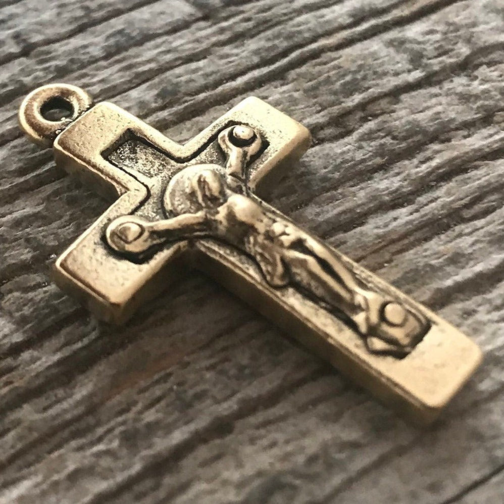 Catholic Pendant Gold Rosary, Religious Pendant Rosary
