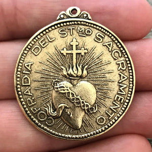 Sacred Heart Pendant, St. Augustine, Antiqued Gold Medal Pendant, Catholic Christian Jewelry, GL-6064