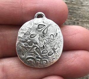 Swarovski Crystal Antiqued Silver Cross Charm, Wax Seal Style Pendant, Rhinestone Jewelry Making, Artisan Findings, SL-6169