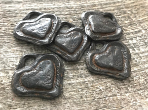 Artisan Heart Rustic Brown Pendant, Love Charm, Wedding Gift Favor, Carson's Cove, BR-6076