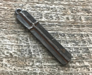 Medium Brown Cross Pendant, Long Skinny Modern Bar Rectangle Cross, Rustic Brown Cross for Jewelry Making Supplies, BR-6142