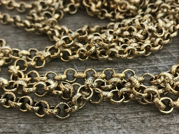 Load image into Gallery viewer, Rolo Chain, Thick Antiqued Gold Chain by the Foot, Carson&#39;s Cove Jewelry Supplies, GL-2008
