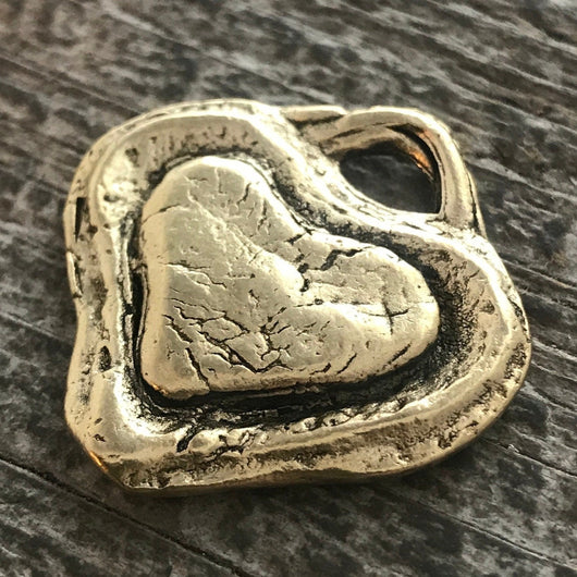 Artisan Heart Antiqued Gold Pendant, Love Charm, Wedding Gift Favor, Carson's Cove, GL-6076