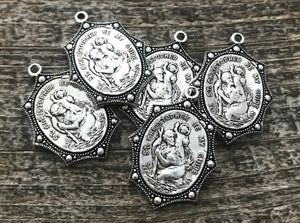 St. Christopher, Catholic Medal, Catholic, Silver Medal Charm, Travel Saint, Religious Jewelry, Protect Us Christian SL-0100
