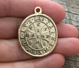 Saint St. Benedict Medal, Benedictan Cross, Antiqued Silver Catholic Medal,  Religious Pendant Charm Jewelry Supplies, PW-6078 