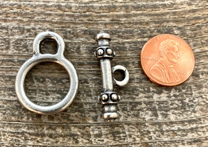Large Toggle Clasp Closure, Antiqued Oxidized Silver Clasp, Necklace Clasp Closure, Men's Jewelry, PW-6004
