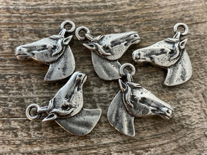 Horse Charm Pendant, Antiqued Silver Equestrian, Carsons Cove, Carson's Cove, Horse Jewelry Supplies, PW-6021
