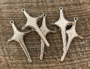 Skinny Star Cross Pendant Charm, Silver Cross for Jewelry Making Supplies, SL-6085