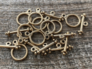 2 Toggle Clasp Set, Antiqued Gold Closure, Necklace Bracelet Closure, GL-6016