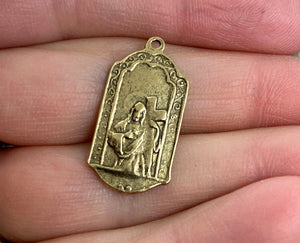 St. Jude, Catholic Medal, Antiqued Gold Charm, Saint of Hope and Miracles, Religious Jewelry, GL-6082