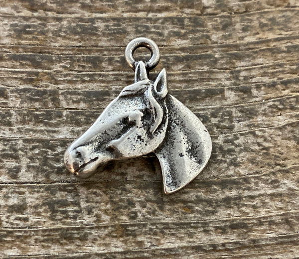 Load image into Gallery viewer, Horse Charm Pendant, Antiqued Silver Equestrian, Carsons Cove, Carson&#39;s Cove, Horse Jewelry Supplies, PW-6021
