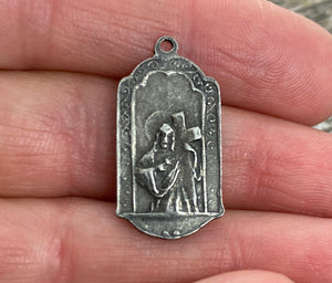 St. Jude, Catholic Medal, Antiqued Silver Charm, Saint of Hope and Miracles, Religious Jewelry, PW-6082