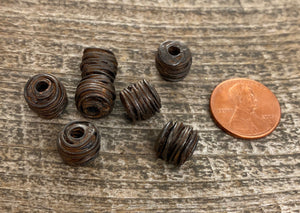2 Rustic Artisan Spacer Beads, Wired Tube Bead, Leather Slider Bracelet Bead Finding, Jewelry Supplies, BR-6088