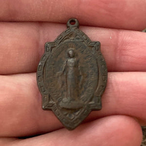 Catholic Charm, Religious Charm, Miraculous Medal, Mary Charm, Rustic, Rosary Charm, Catholic Pendant, Religious Mary Pendant, BR-6043