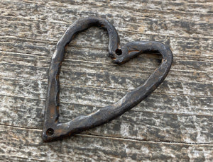 Hammered Heart Connector Pendant, Antiqued Rustic Brown Charm, BR-6089