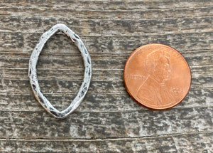 2 Hammered Link, Navette Marquise Connector, Leather Ring Hoop, Antiqued Silver Jewelry Supply, Carsons Cove, PW-6087