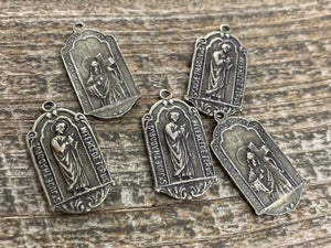 St. Jude, Catholic Medal, Antiqued Silver Charm, Saint of Hope and Miracles, Religious Jewelry, PW-6082