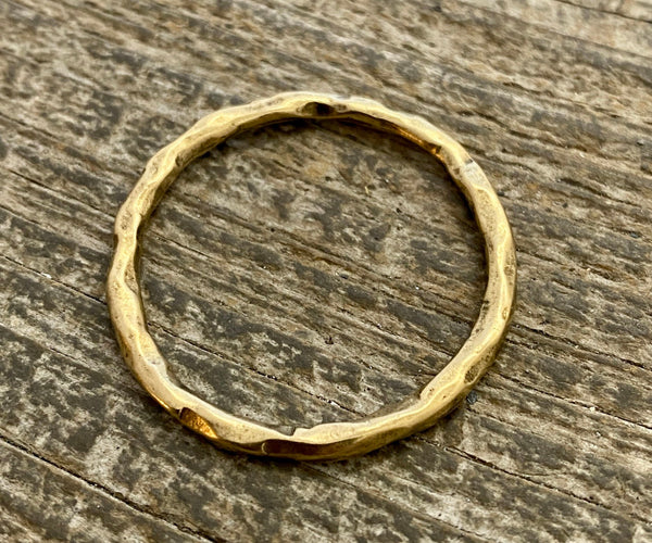 Load image into Gallery viewer, Large Hammered Ring Connector, Antiqued Gold Hoop Eternity Ring, Leather Circle Link, Charm Holder, GL-6092
