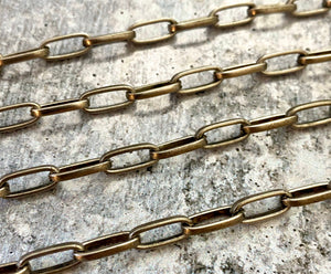 Large Silver Chain, Flat Link Rectangle Antiqued Silver Chain by the Foot, Jewelry Supplies, PW-2020