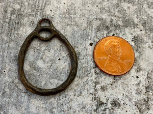 Hammered Hoop Charm Holder, Rustic Brown Artisan Earring Finding, BR-6094