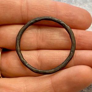 Large Hammered Ring Connector, Rustic Brown Hoop Eternity Ring, Leather Circle Link, Charm Holder, BR-6092
