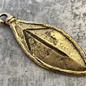 Soldered Large Leaf Pendant, Nature Charm, Antiqued Gold, Artisan Jewelry Making Supplies, Carson's Cove, GL-6107