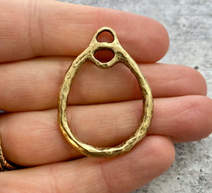 Hammered Hoop Charm Holder, Gold Artisan Earring Finding, Carson's Cove, GL-6094