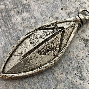Soldered Large Leaf Pendant, Nature Charm, Antiqued Silver, Artisan Jewelry Making Supplies, PW-6107