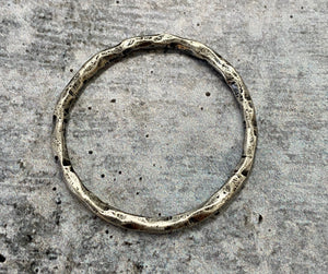 Large Hammered Ring Connector, Antiqued Silver Hoop Eternity Ring, Leather Circle Link, Charm Holder, PW-6092