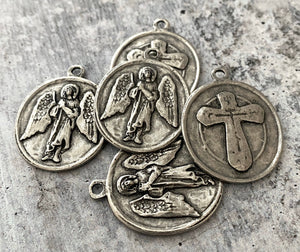 Archangel St. Raphael, Catholic Medal, Angel of Healing, Antiqued Silver Religious Pendant Charm, Protection Christian Jewelry, PW-6135