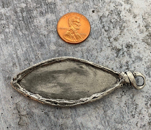 Soldered Large Leaf Pendant, Nature Charm, Antiqued Silver, Artisan Jewelry Making Supplies, PW-6107