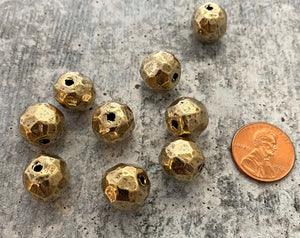 Large Hammered Artisan Ball Bead, Antiqued Gold Finding, Jewelry Components Supplies, GL-6106