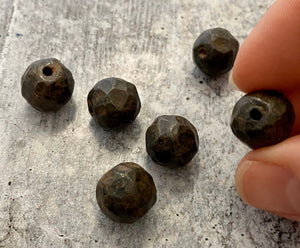 Large Hammered Artisan Ball Bead, Antiqued Rustic Brown Finding, Jewelry Components Supplies, BR-6106