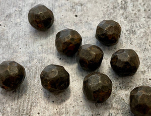 Large Hammered Artisan Ball Bead, Antiqued Rustic Brown Finding, Jewelry Components Supplies, BR-6106