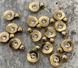Swarovski Crystal Clear Rhinestone Modern Drop Charm, Antiqued Gold, Jewelry Making Artisan Findings, GL-S011