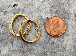 2 Organic Ring Links, Lightweight Eternity Connector, Antiqued Gold Oval Hoop, Circle Jewelry Supply, GL-6113