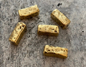 Organic Rectangle Artisan Tube Spacer Bead, Antiqued Gold Finding, Jewelry Components Supplies, GL-6114