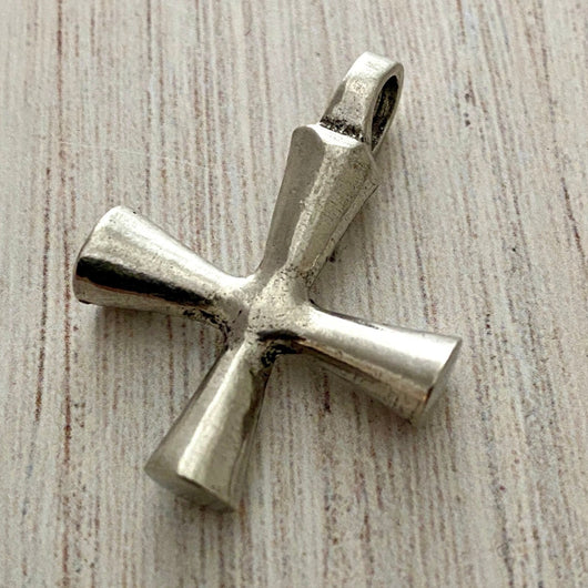 Silver Cross Jewelry Necklace, Maltese Cross Pendant, Leather Cross, Necklace Women, Men's Jewelry, Religious Jewelry Supplies, PW-6035