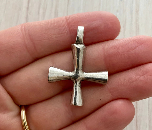 Load image into Gallery viewer, Silver Cross Jewelry Necklace, Maltese Cross Pendant, Leather Cross, Necklace Women, Men&#39;s Jewelry, Religious Jewelry Supplies, PW-6035
