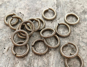 14mm Extra Large Silver Jump Rings, Thick Textured Antiqued Silver Connectors, Brass Links, 4 Rings Jewelry Supply PW-3006