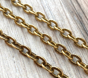 Large Gold Chain with Design, Thick Antiqued Gold Chain, Chain by the Foot, Carson's Cove Jewelry Supplies, GL-2027