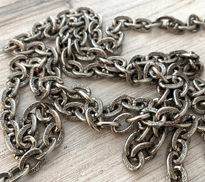 Large Silver Chain with Design, Thick Antiqued Silver Chain, Chain by the Foot, Carson's Cove Jewelry Supplies, PW-2027