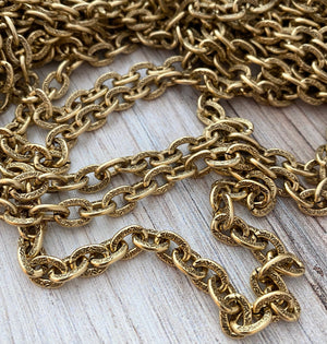 Large Gold Chain with Design, Thick Antiqued Gold Chain, Chain by the Foot, Carson's Cove Jewelry Supplies, GL-2027
