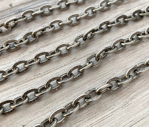 Large Silver Chain with Design, Thick Antiqued Silver Chain, Chain by the Foot, Carson's Cove Jewelry Supplies, PW-2027