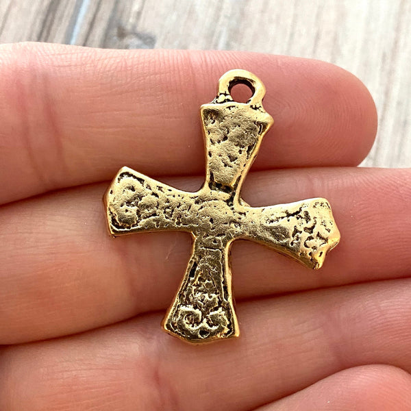 Load image into Gallery viewer, Ancient Maltese Cross Pendant, Antiqued Gold Textured Religious Pendant Charm, Carson&#39;s Cove, GL-6119
