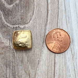 Organic Bee Slider Bead, Square Antiqued Gold Finding, Jewelry Components Supplies, GL-6121