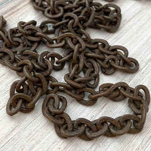 Large Rustic Brown Chain with Design, Thick Antiqued Chain by the Foot, Carson's Cove Jewelry Supplies, BR-2027
