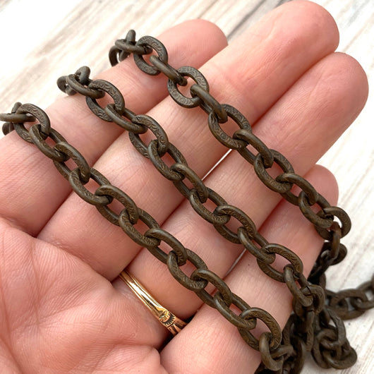 Large Rustic Brown Chain with Design, Thick Antiqued Chain by the Foot, Carson's Cove Jewelry Supplies, BR-2027