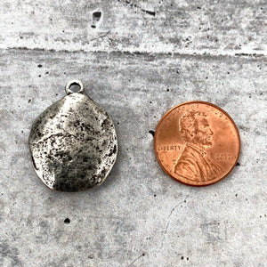 Saint St. Benedict Medal, Wax Seal Charm, Benedictan Cross, Antiqued Silver Catholic Religious Pendant, Jewelry Supplies, PW-6189